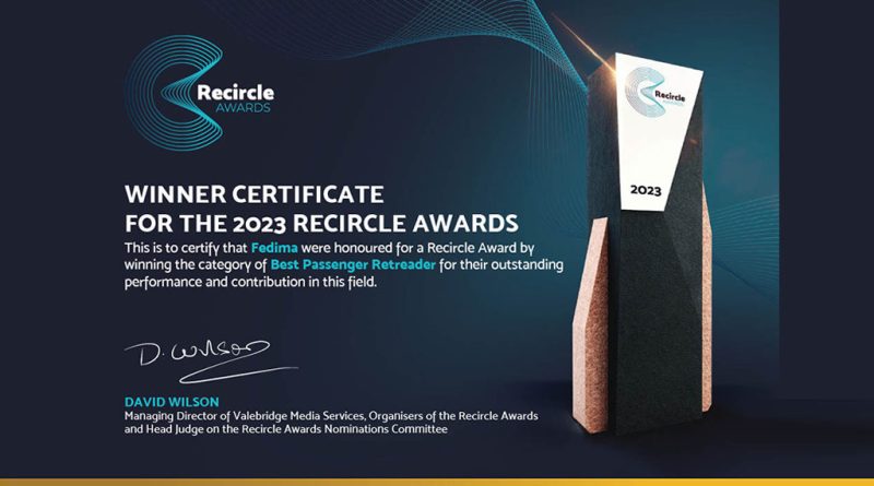 11 - Fedima Tyres vence na categoria de Best Passenger Retreader nos Recircle Awards 2023